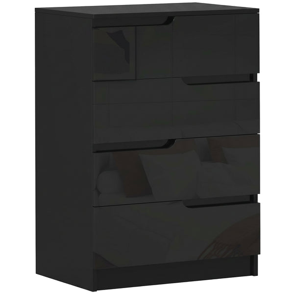 Cassettiera 60x40x85 cm 4 Cassetti Moderna e Minimal in Legno Nero Lucido sconto