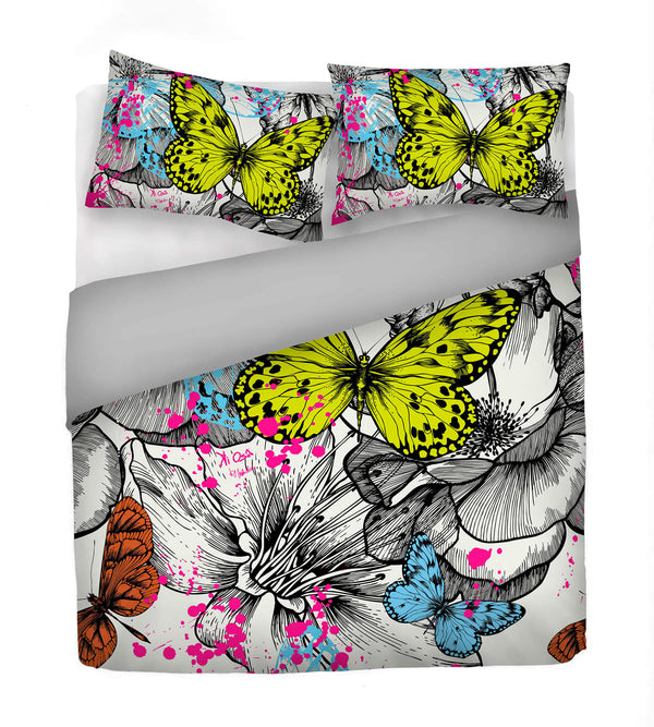 Housse de couette avec imprimé sur le sac double et les taies d'oreiller prezzo