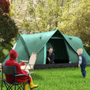 Tenda da Campeggio Idrorepellente 455x230x180 cm 6 Posti con Protezione UV e Pali in Fibra di Vetro Verde  