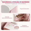 Comodino per Bambini 3-8 Anni 34x31x36 cm con 2 Cassetti Angoli Arrotondati e Maniglie a Cuore in Truciolato e MDF Rosa      