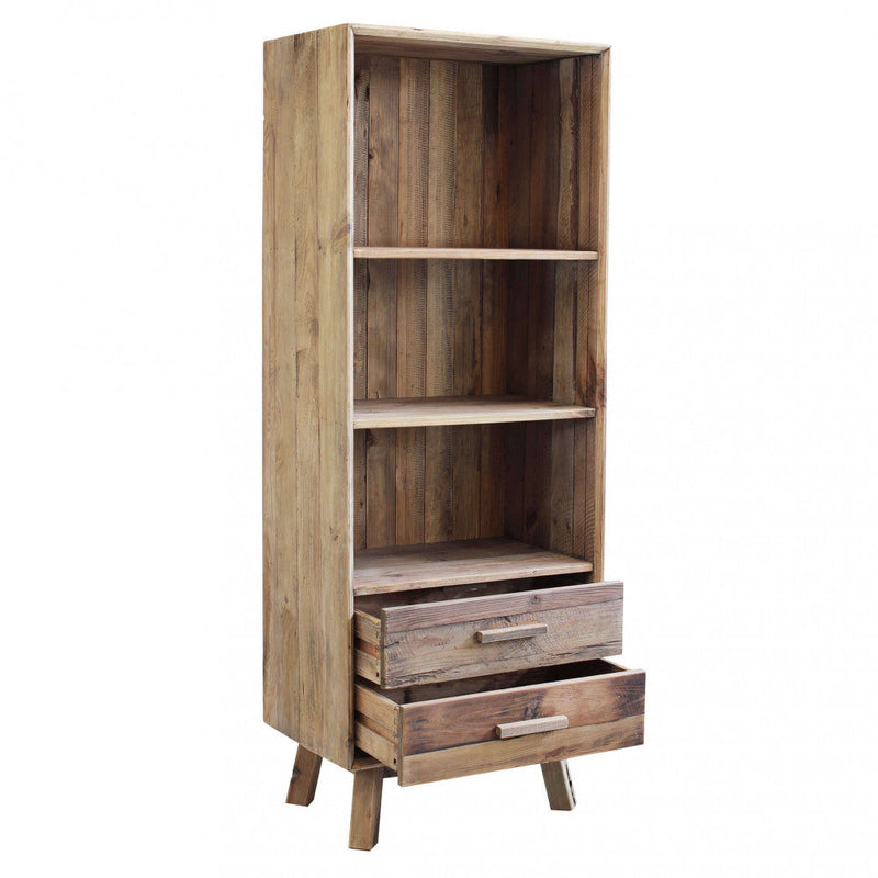 Libreria Justin 60x40x160 h cm in Pino riciclato Marrone