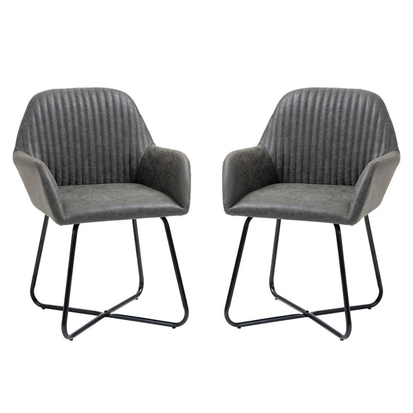 Lot de 2 Chaises Rembourrées 60x56,5x85 cm en Simili Cuir Gris prezzo
