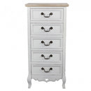Cassettiera Cuore 5 Cassetti 44x29x91 h cm in Legno di paulownia Bianco