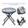 Ensemble de table basse et 2 chaises pliantes de jardin à bascule en textilène beige