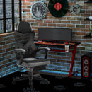 Sedia da Gaming Ergonomica con Schienale Reclinabile e Poggiapiedi Retrattile in Tessuto Grigio   