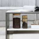 Tavolino da Salotto 2 Livelli 90x60x42 cm in Truciolato e Acciaio Inox Bianco e Cemento