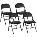 Set 4 Sedie Pieghevoli Imbottite 45x46x78 cm in Finta Pelle PU e Metallo Nero