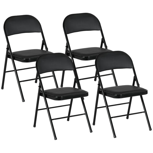 online Set 4 Sedie Pieghevoli Imbottite 45x46x78 cm in Finta Pelle PU e Metallo Nero