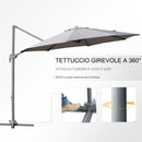 Ombrellone Decentrato da Giardino in Acciaio Ø2,95x2,5 m 360° Grigio 
