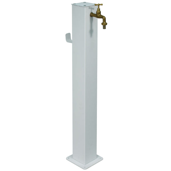 acquista Fontana da Giardino Design a Colonna Quadrata 20x20x97 cm con Rubinetto in Ottone Struttura in Acciaio Bianco