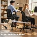 Sedia da Ufficio Ergonomica 58x63x105-126 cm con Supporto Lombare e Poggiapiedi in Tessuto e Acciaio Nero      