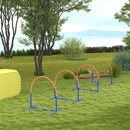Set Agility Dog con 4 Archi Componibili e Borsa da Trasporto in PE e ABS Blu e Arancione   