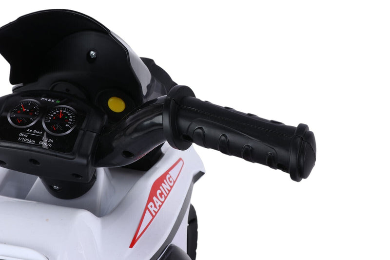 Moto Elettrica per Bambini 6V 3 Ruote con Suoni e Luci Bianco