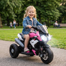 Moto Elettrica per Bambini 37-60 Mesi 86x42x52 cm con Pedale Fari Musica e Clacson 3 km/h Max 25 kg in PP e Metallo Rosa      
