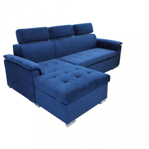 Canapé-lit Derrick 234x148x84 cm en tissu bleu prezzo
