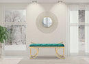 Panca Glam Luxy Verde 103x43x47 cm in Ferro e MDF e Spugna e Poliestere Verde e Oro