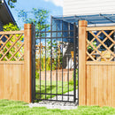Cancello da Giardino a 2 Paletti con Maniglia 105x204 cm con Lucchetto e 3 Chiavi in Acciaio Zincato Nero  