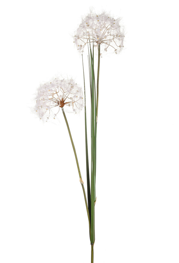 prezzo Set 2 Pissenlits Artificiels Composés de 2 Fleurs Artificielles avec Feuilles Hauteur 120 cm Blanc