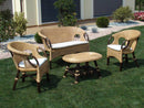 Set Salotto da Giardino Divano 2 Poltrone e Tavolino in Rattan Lucrezia Noce Naturale