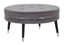 Puff Paris xxl Grigio/Argento Ø90x46 cm in Legno e Spugna Grigio e Nero