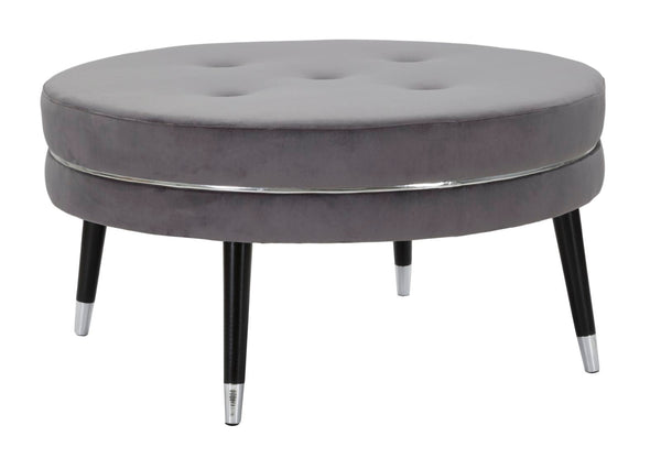 Pouf Paris xxl Gris/Argent Ø90x46 cm en Velours Gris et Noir acquista