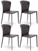 Set 4 Sedie 49x56xH82 cm in Similcuoio Break Grigio Scuro