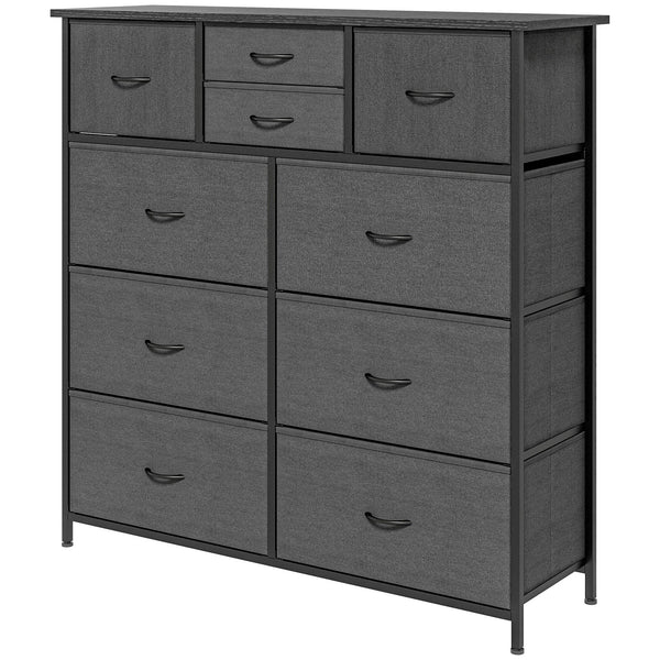 acquista Cassettiera 10 Cassetti Moderna in Tessuto non Tessuto 100x30x100 cm In Acciaio e MDF Nera