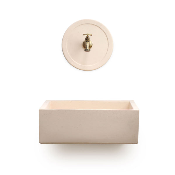 online Lavello Rettangolare da Esterno 45x35 cm con Rosone Installazione a Muro in Cemento Madrid Rosa Antico