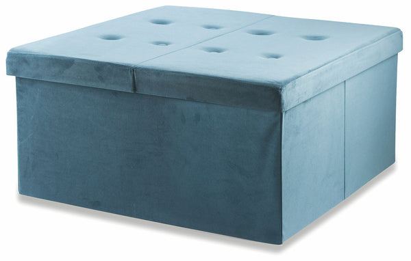 acquista Pouf Repose-pieds Container 76x75x37,5 cm en Velours Soriani Bleu