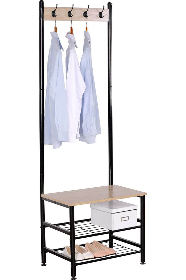 Banc Porte-Manteau avec Porte-Chaussures 60x40x175 cm en Métal et Aggloméré Motti prezzo