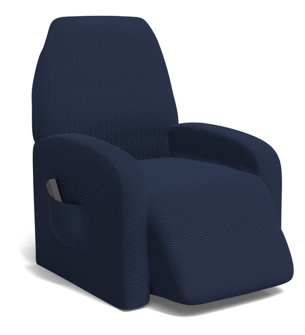 prezzo Housse de fauteuil inclinable extensible taille unique avec poche latérale bleu foncé