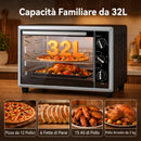 Fornetto Elettrico Ventilato 32 L 1500 W 52,8x38x35 cm con Controllo Temperatura Girarrosto e Timer Nero      