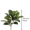 Rubber con 31 Foglie Artificiali Altezza 90 cm Verde