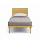 Letto Singolo con Rete Rivestita Microfibra Ocra Tessis Testata Vertical Varie Misure