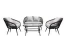 Set Salotto da Giardino Divano 2 Poltrone e Tavolino in Rattan Sintetico Grigio Chiaro Melange