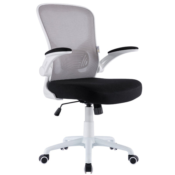Sedia Operativa da Ufficio 62x63x105 cm Ergonomica con Braccioli Pieghevoli Bianco prezzo