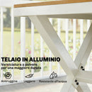 Set 7 Pezzi Pranzo per Esterno Tavolo con 6 Sedie Impilabili Telaio in Alluminio Teak      