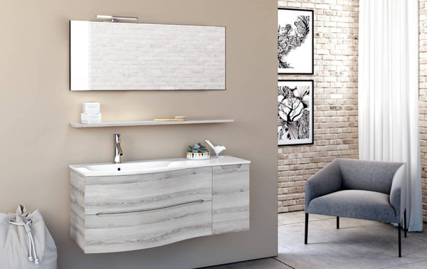 Meuble Salle de Bain Suspendu 121,5cm TFT Swing Gris Blanc S acquista