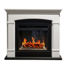 Camino Elettrico da Pavimento Effetto Fiamma 107x24x95,2 cm 900W/1800W Cornice in Legno Bianco