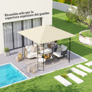 Copertura per Gazebo Pergola 298x298 cm con 8 Fori di Drenaggio in Tessuto Oxford 600D Bianco Crema  