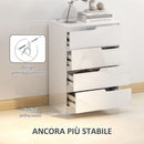 Cassettiera 4 Cassetti Moderna e Minimal 60x40x85 cm Bianco Lucido  