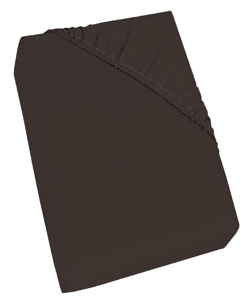 Lenzuolo Sotto con Angoli ed Elastico Tinta Unita Marrone Varie Misure