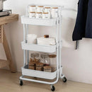 Carrello Trolley Cucina in Metallo 3 Ripiani 43x36x85 4 Ruote Salvaspazio Bianco