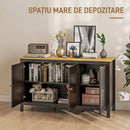 Mobile Contenitore 120x40x70 cm con 2 Armadietti a 2 Ripiani Regolabili su 3 Altezze in MDF Nero e color Legno      