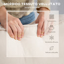 Divano con Penisola a 3 Posti 241x153x83 cm in Tessuto Effetto Velluto Bianco Crema   