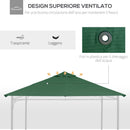 Tetto di Ricambio per Gazebo da Giardino 3x3m in Poliestere Verde