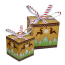 Set 2 Scatole Regalo in Metallo 40x44x40cm Decorazione Gingerbread