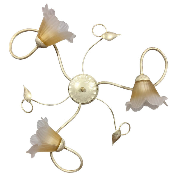 Plafonnier 3xE14 Or Ivoire Cadre Ambre Dégradé Verre Satiné E-Energy Melania online