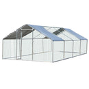 Pollaio per Galline 300x800x195 cm in Metallo Zincato con Copertura Argento