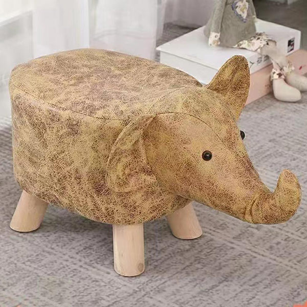 acquista Sgabello Poggiapiedi Basso per Bambini a Forma di Elefante Pouf Marrone